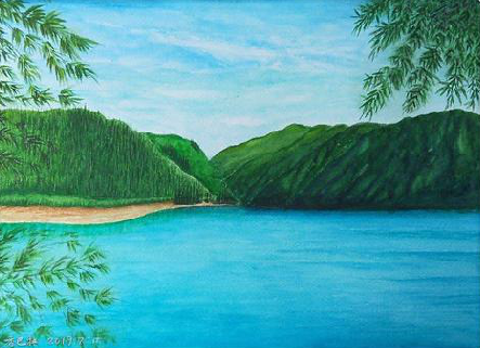 得荣在墙绘中，如何绘画绿水青山？