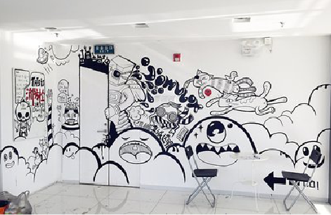 得荣手绘墙并非传统涂鸦。